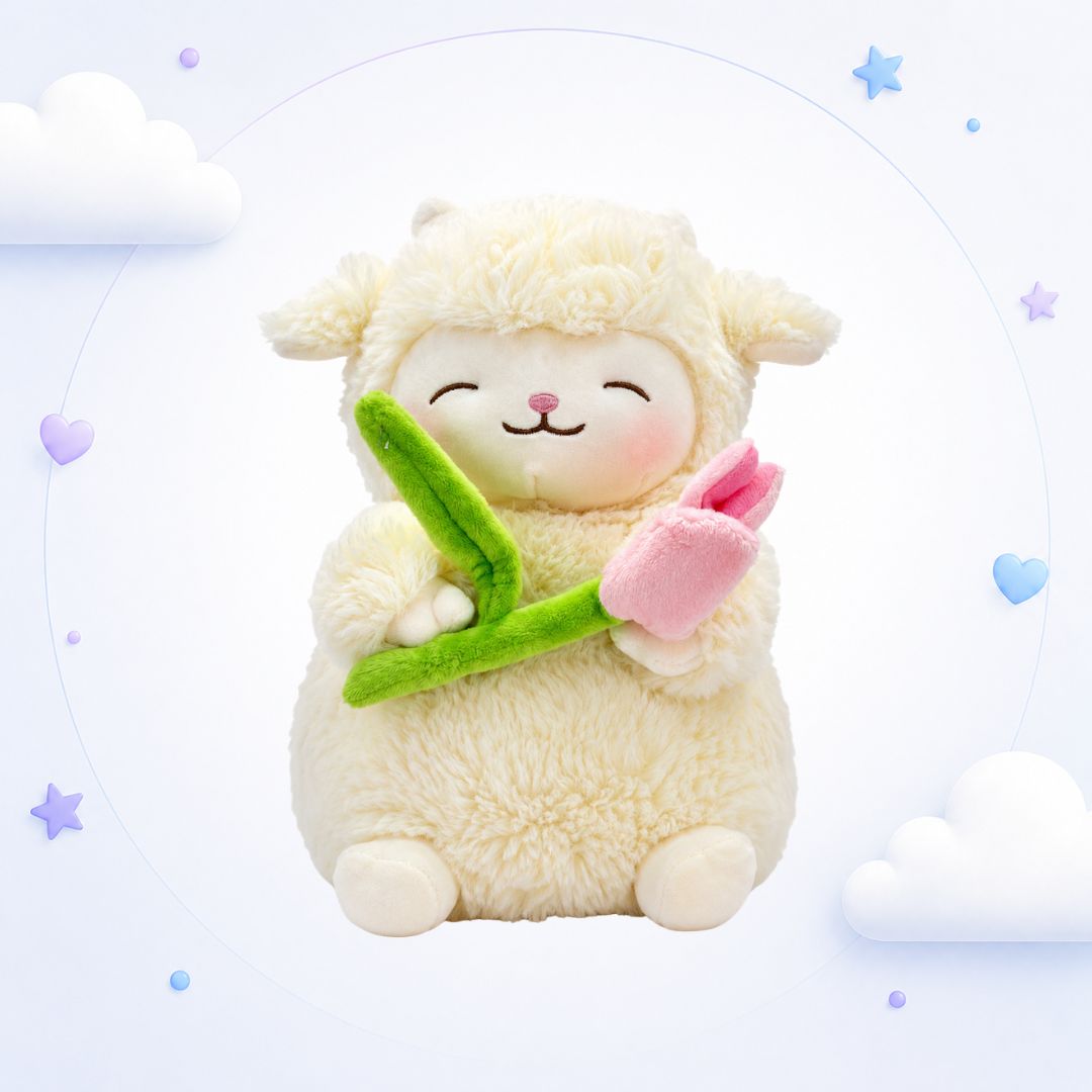 Peluche Cordero con Tulipán Importado